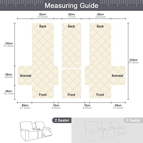 Taococo Loveseat Recliner Cover With Console, Non-Slip Pet Cover For Dual Loveseat Recliner, Split Reclining Loveseat Cover Recliner Furniture Protector With Elastic Straps (2 Seater, Dark Grey) #TOP4