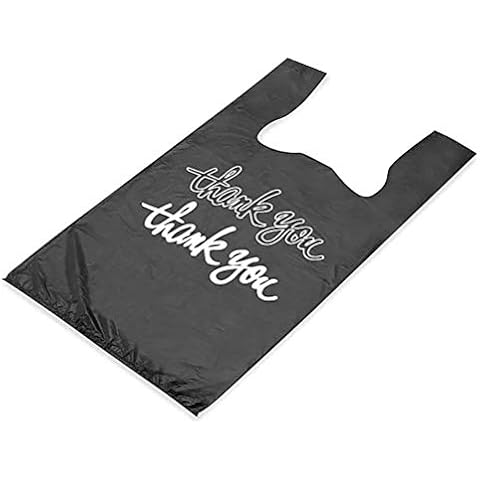 Brilliant Bag Co 100 Pack - Printed Grocery Bags - 'Thank you script -T Shirt bags 12"x7"x22" fits standard bag holder Cover