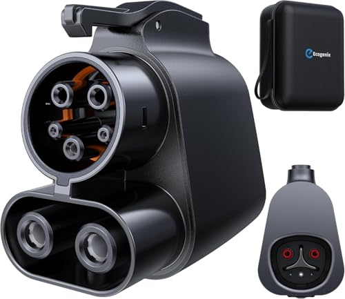 Ecogenix NACS to CCS EV Adapter, Max 500A 1000V Fast Charging Adapter Compatible for Tesla Supercharger - for Ford, Rivian, GM, Volvo, Nissan, MB, EVs Only(Black)