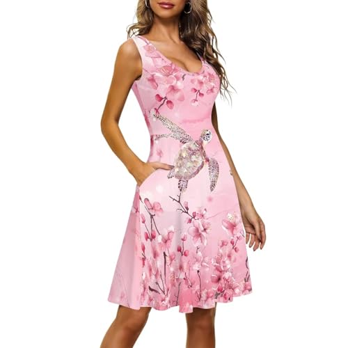 Image of TOADDITDO Womens Summer Sleeveless Tank Dress with 2 Side Pockets XS-4XL Plus Size