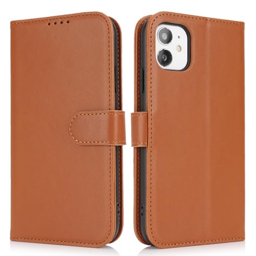 Image of for iPhone 11 Case Wallet with Card Holder,for iPhone 11 Wallet Case for Women Men,PU Leather Shockproof Magnetic Buckle Stand Flip Phone Case-Brown
