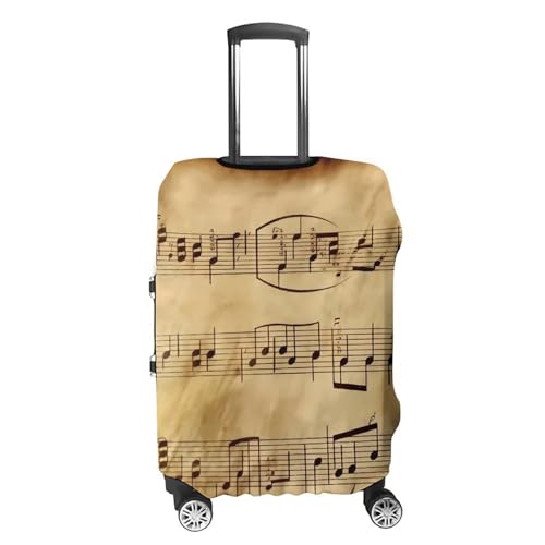 Vintage Music Note Art Luggage Cover, Washable Elastic Suitcase Cover Protector Fit 18-32 Inch Luggage4
