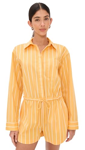 Pistola Denim Women's Amelie Romper, Papaya Stripe, M