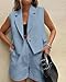 KIRUNDO 2025 Spring Two Piece Outfits for Women Dressy Summer Crop Vest Blazers and Shorts Set Fashion Trends Clothes Suit Set Business Casual Outfit(Light Blue, Small)