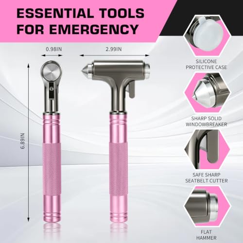 Image of Window Breaker, Car Safety Hammer with Seat Belt Cutter, Metal Car Glass Breaker Car Emergency Escape Tool Gift Road Trip Essential and Must Haves