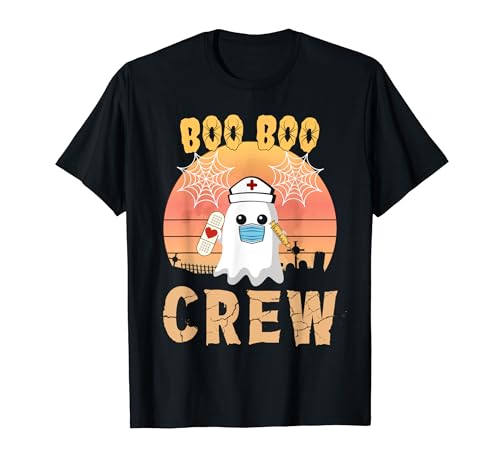 Vintage Boo boo Crew Nurse Halloween Ghost Costume Matching Maglietta