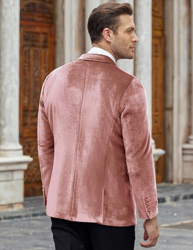 Image of COOFANDY Men's Velvet Blazer Notched Lapel Velour Suit Jacket One Button Tuxedo Jackets for Wedding Prom Party Dinner