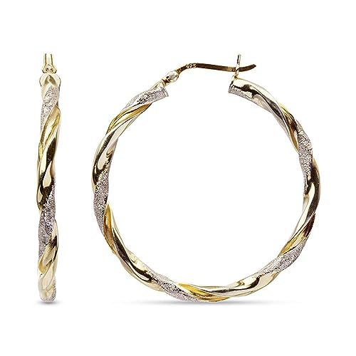Image of Amazon Brand - Nora Nico 925 Sterling Silver BIS Hallmarked Italian Design Jewelry Click-Top Hoop Earrings for Women