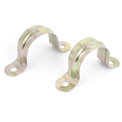Sourcingmap 30mm(1.2inch) Rigid Pipe Strap, 2 Holes Tube Straps 304 Stainless Steel Tension Tube Clip Clamp Bronze Tone 10pcs - Image 2