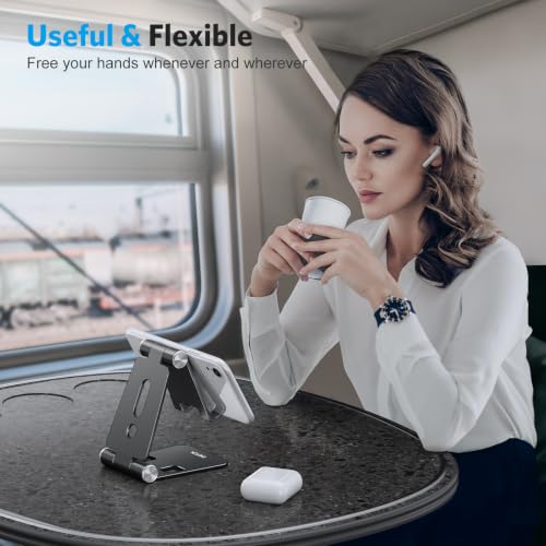 OMOTON Foldable Cell Phone Stand, C4 Portable Aluminum Phone Holder - image 6