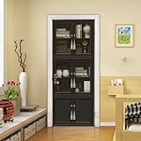 VIRANDA 3D Door Stickers Murals Peel and Stick DIY Wallpaper Removable PVC Waterproof Decals Self-Adhesive Wall Covers - Bookcase - Poster for Bedroom Living Room Decor 30.3 x 78.7 inch