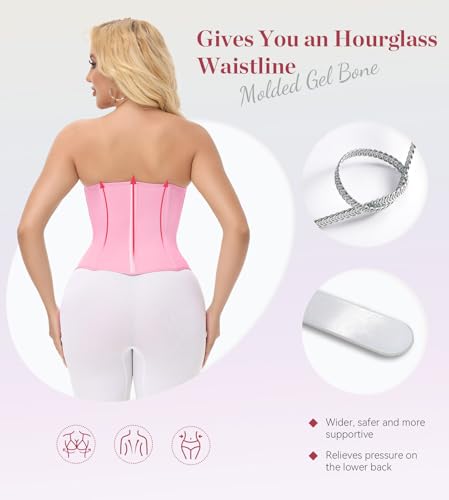 Image of SHAPSHE Waist Trainer For Women Cincher Underbust Corset Shapewear Zipper | Double-Layer Tummy Control Smooth Belly,15 Steel Bones Support Back,Elastic Mesh Enhances Comfort,Postpartum,Daily,Workout
