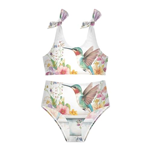 Hummingbird Floral Tub Girls Bikini Sets 2 Piece Swimsuits Bathing Suit Swimwear3