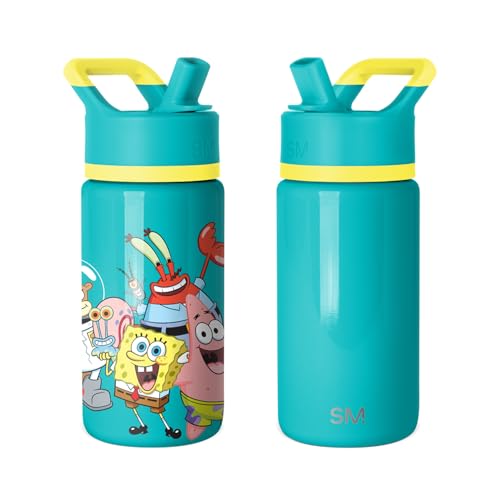 Image of Simple Modern Kids Summit Water Bottle with Straw Lid | SpongeBob 14oz Insulated Stainless Steel Cup for Boys, Girls, School | SpongeBob Pals