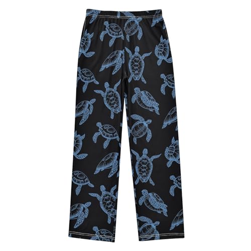 Boys' Pants Blue Sea Turtle Ocean Black Long Bottoms Jogger Pants Elastic Waist Trousers with Pockets S-XL
