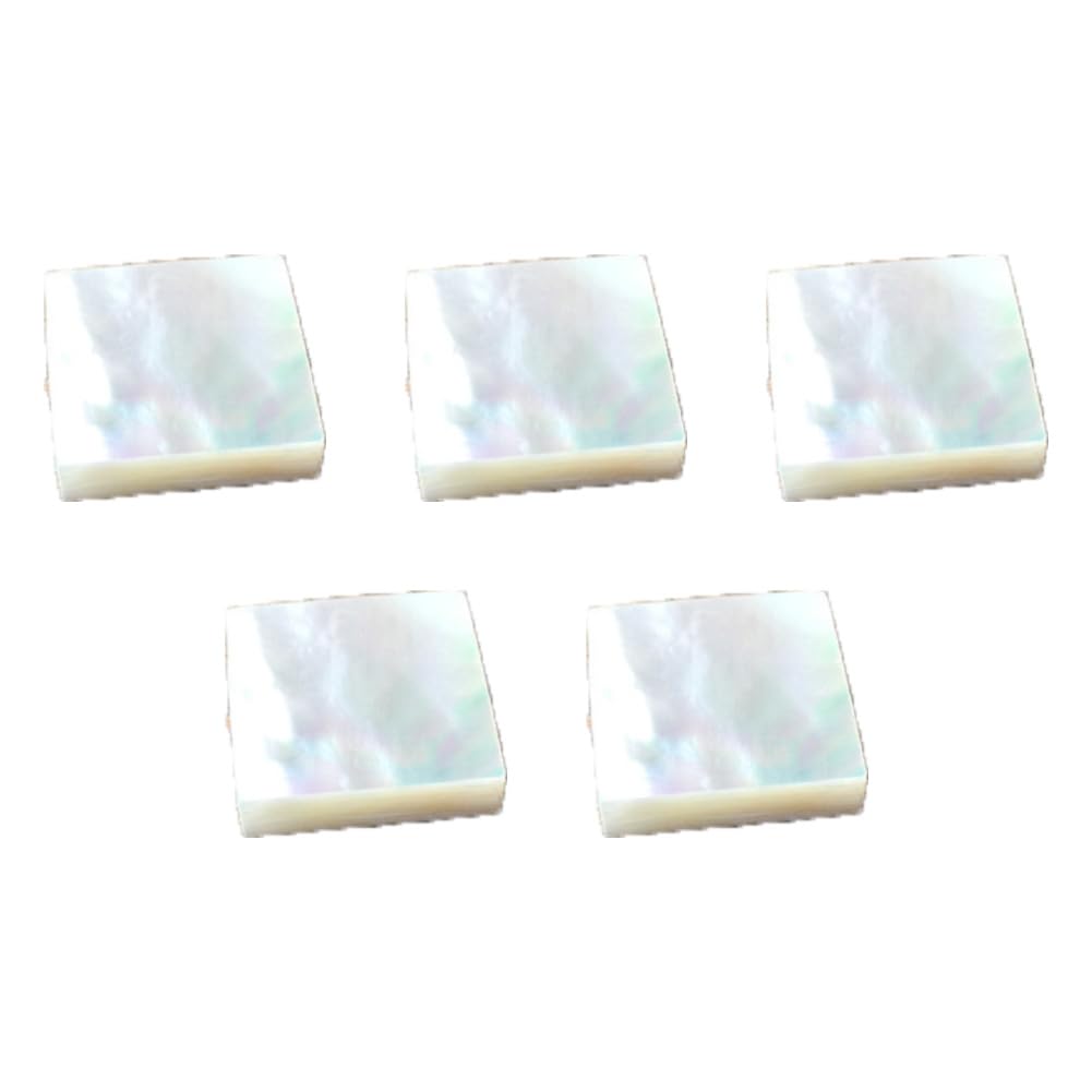 Lot de 5 plaques de nacre - 20 x 20 x 5 mm - Carreaux de coquillages plats naturels - Carreaux de mosaïque - Accessoires de bijoux - Flocons de coquillages - Carreaux de coquillages pour