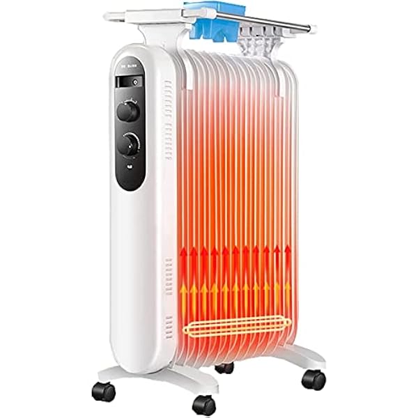 Radiatore ad olio da 2100 W, radiatore ad olio per riscaldamento elettrico portatile con 13 alette, riscaldamento a convettore a risparmio energetico elettrico con termostato, riscaldatore per ambient