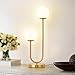 Kardleen Mid Century Modern U-Shape Table Lamp, 2-Globe Bedside Lamp with LED G9 Light Source - Ideal for Bedroom & Office