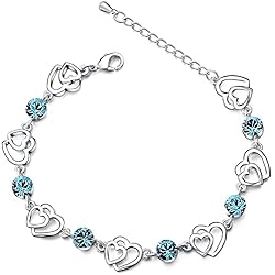 Pulseras Plata Mujer Originales Cosie Lily Regalo San Valentín Mujer,Pulsera de Plata de Ley 925 con Amor Pulsera Corazón de Cristal para Novia Esposa Regalo de Joyería