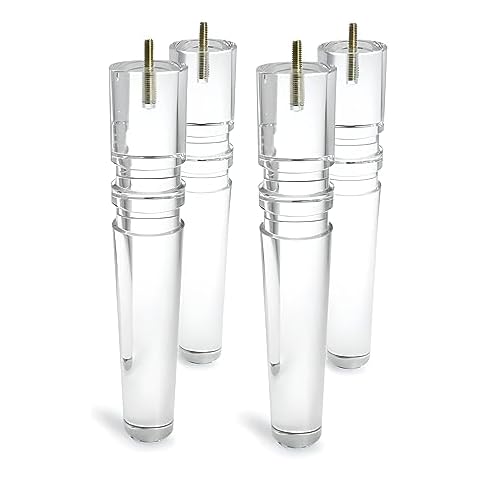 JEREVER 12 Inch Acrylic Furniture Legs Set of 4, Cabinet TV Stand Bench Replacement Leg Home DIY Projects Modern Clear Decor (Clear) Cover