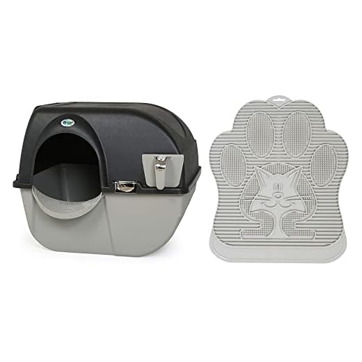Omega Paw Elite Roll 'N Clean Self Cleaning Large-Sized Cat Litter Box with Sifting Grill and Paw Shaped Floor Protecting Non-Slip Mat