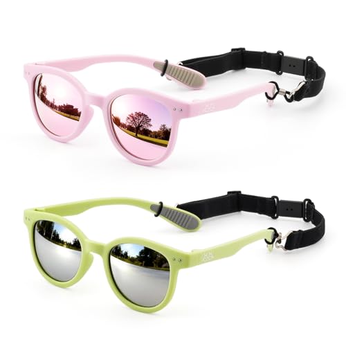 Image of Toddler Kids Sunglasses for Boys Girls Age 2-12 Polarized UV400 with Strap
