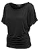 MBJ WT817 Womens Dolman Drape Top with Side Shirring L BLACK