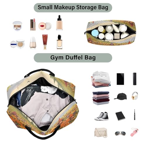 Weekender Bags Travel Duffel Gym Bag Flower Sea Carry on Overnight Tote Bag with Toiletry Bag for Airplane Travel Trip Gym Yoga4