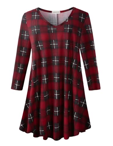 Image of LARACE Tunics 3 /4 Sleeve Plus Size Tops for Women V Neck Loose Fit Flowy Clothing for Leggings