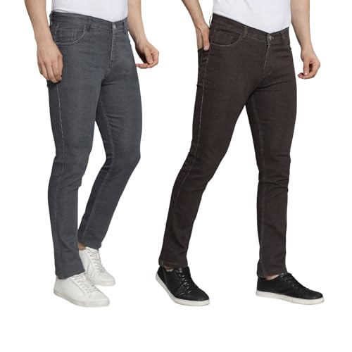 Image of DAIS Men's Stretchable Slim Fit Mid Rise Jeans, Pack of 2, (Combo of 2 Jeans)
