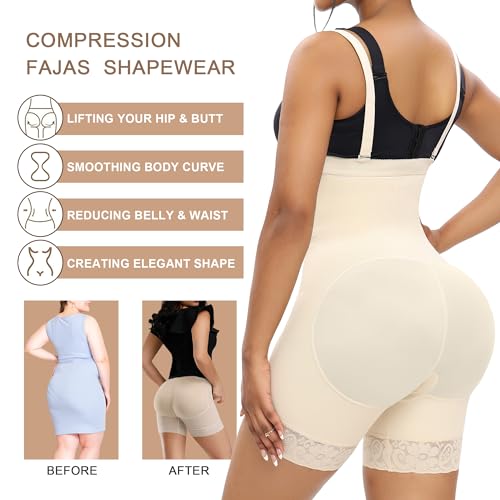 YIANNA Fajas Colombianas Postparto Shapewear for Women Tummy Control High Compression Body Shaper with Hook Crotch4