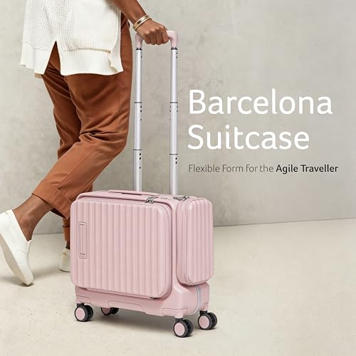 Image of Acer Barcelona Overnighter Suitcase, 19 inch Cabin, Recycled Polyester Material, Top Opening with Quick-Access Compartment, TSA Lock, 360 Degree Spin 8 Wheel, Pink