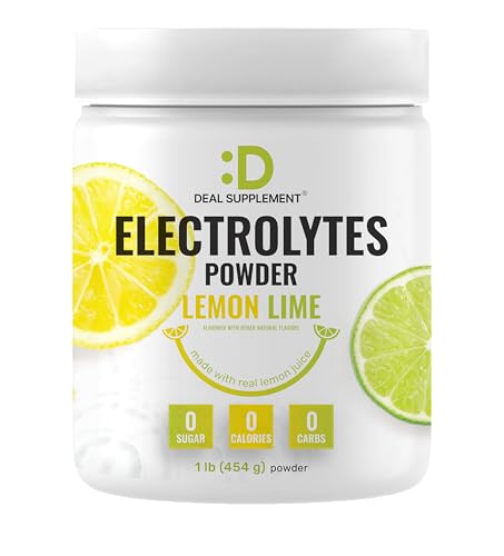 Electrolytes Powder, 1lb (69 Servings) – No Sugar, Lemon Lime – Hydration Supplement Drink Mix – High Potassium 1,000mg Per Serving, Manganese & Magnesium – Natural Hydration & Energy – Keto Friendly