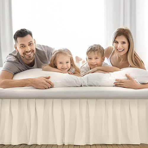 Falda de cama Queen beige envolvente de tela suave estilo hotel 8