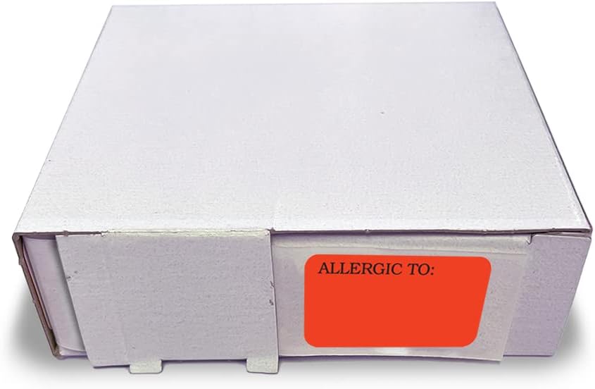Allergic to Warning, Doctor Stuff Veterinarian Stickers, 1-5/8" x 7/8", Fluorescent Red, 500/Roll, Tabbies Vet UL180