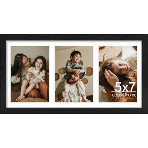 decorUhome 3 5x7 Picture frames Collage Wall Decor with Mat MD12BK