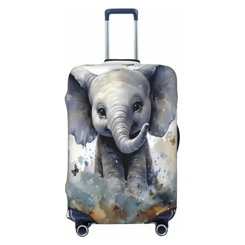 Watercolor Animal Elephant Butterfly Travel Luggage Cover Elastic Suitcase Covers Washable Anti Scratch Luggage Dust Covers Protector, Fits 18-21 inch Luggage, S