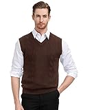 Men's Classic V-Neck Sweater Vest Cable Knitted Pullover Vests M Coffee