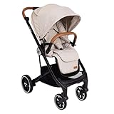 Primo Passi Icon V2 Baby Stroller, Newborn to Toddler with Reversible Seat, Extended Canopy & Car Seat Adapter (Beige)