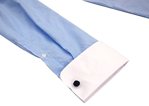 Labiyeur Men's Slim Fit Spread Collar French Cuff Long Sleeve Formal Dress Shirt4
