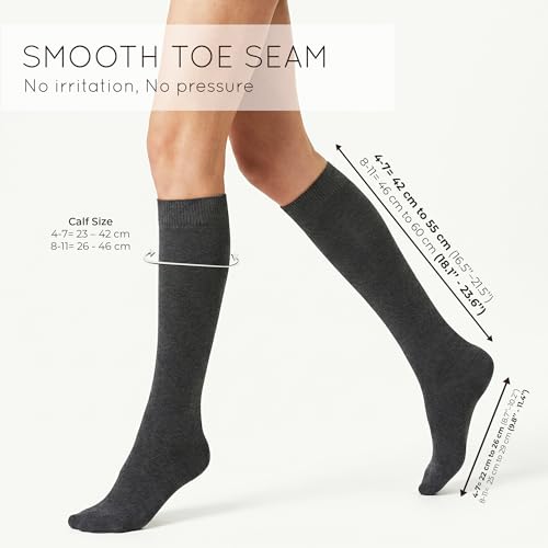Image of Mysocks Knee High Socks for Women Men Combed Cotton Seamless Toe Tall Long High Socks