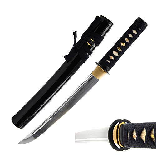 HMS Japanese Samurai Tanto Sword, Musashi Tsuba, 1045 Carbon Steel,