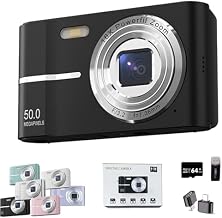 2000s Camera - 2000's Aesthetic Digital Camera, 50MP, Anti-Shake FHD 1080p Compact Camera for Photography, 2.4 Inch LCD Screen,16x Digital Zoom for Youngs (Black)