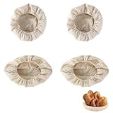 4 Stück Leinentuch Brot Backen, 25 cm Leinentuch mit Gummibund, Rund und Oval Gärkörbchen, Brot Gärkorb für Gärung
