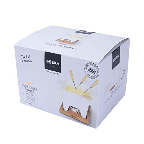 Foto von Boska Tapas Fondue Bianco L/Für Käsefondue & Saucen/Kleines Fondue-Set/Mit Untergestell & Teelicht/Mikrowellen- & spülmaschinenfest / 600 ml