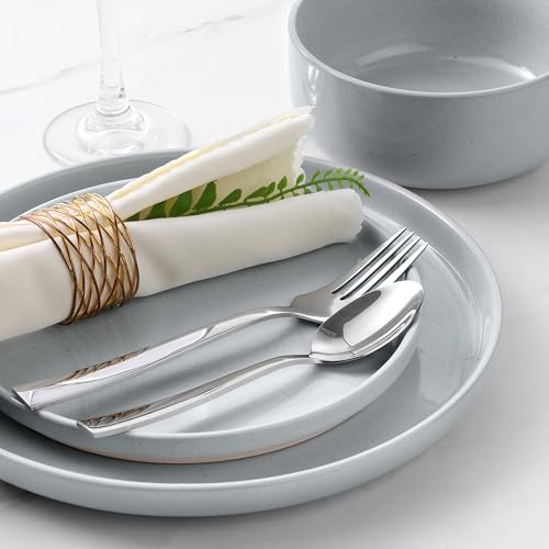 LIANYU Porcelain Dinnerware Set for 6, 18PCS Elegant Plates and Bowls Set with Stackable Design, Highly Chip and Scratch Resistant, Dishwasher Safe, Glacier Gray by LIANYU - Image 7