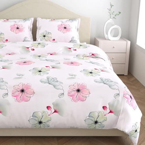 Image of Haus & Kinder Bedsheet King Size 300 TC Tencel King Size Bedsheet Cotton, Flat Bedsheet for Kind Size Bed Silky-Soft (108x108 Inches) - Roseria Luxe