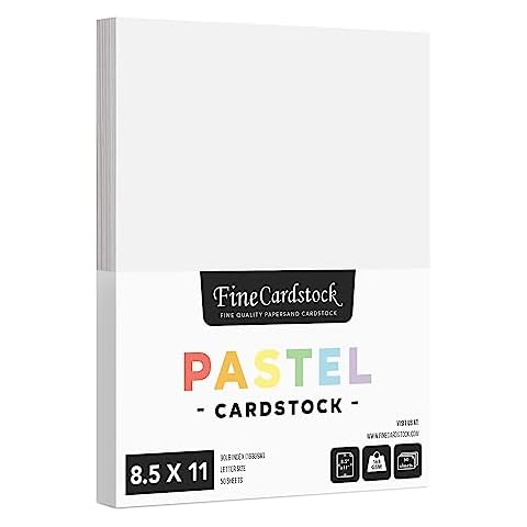 8.5 x 11" White Pastel Color Cardstock Paper - Great for Arts and Crafts, Wedding Invitations, Cards and Stationery Printing | Medium to Heavy Card Stock 90lb Index (163gsm) | 50 Sheets per Pack Cover