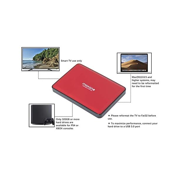 Maxone Externe Festplatte tragbare 500GB -2,5Zoll USB 3.0 Backups HDD Tragbare für TV,PC,Mac,MacBook, Chromebook, Xbox… – Bild 3