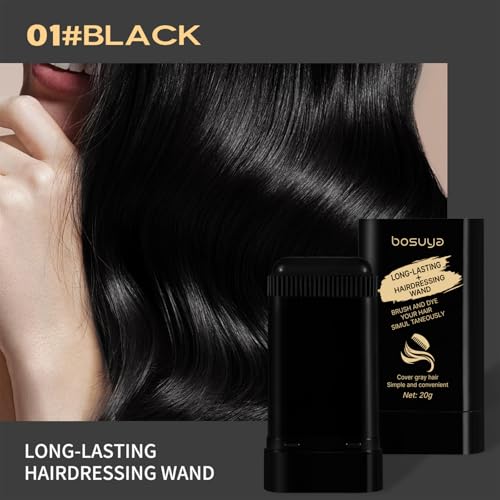 Image of 2 Pack Easy to Use Hair Color Stick Black Waterproof and Sweat-Proof Hair Dye Stick for Gray Coverage,Gray Hair Cover Temporary Hair Dye Wand for Quick Root Touch Up